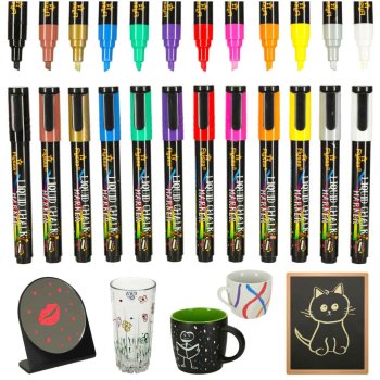 Markers for Glass, Ceramics and Chalkboards, 12 Pcs