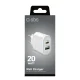 SBS TETRPD20W 20W USB-C and USB-A Wall Charger Power Delivery, White