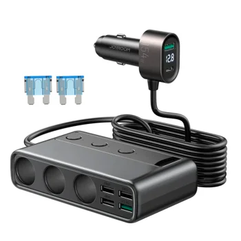 Joyroom JR-CL06 9-in-1 Car Charger 154W with 3-Socket Splitter, Black