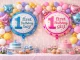 1st Birthday Foil Balloon Party Decoration 18 Inch, Blue or Pink