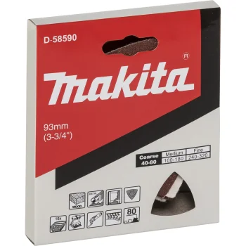 Makita Delta Sandpaper for Wood and Metal K80, 93 mm, 10 pcs, Red