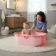 ECOTOYS Foldable Baby Bathtub with Heat-Sensitive Drain Plug, Portable Infant Bath, Pink