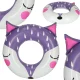 Inflatable swimming ring for kids, fox design, 80 cm, up to 60 kg