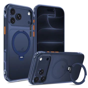 Tech-Protect MagAir Stand MagSafe CC dėklas iPhone 18 Pro / 17 Pro, tamsiai mėlynas