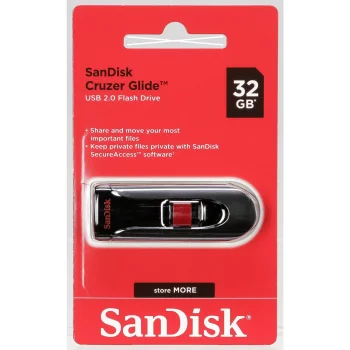 USB Flash Drive SanDisk Cruzer Glide 32GB USB 2.0 SDCZ60-032G-B35, Black / Red