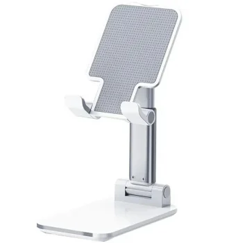 Foldable Adjustable Stand for Phone and Tablet, Silver-White