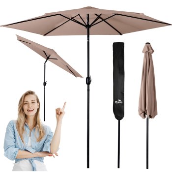 Plonos Foldable Garden Umbrella, 300 cm, Beige