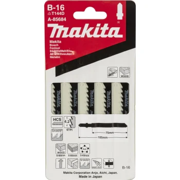 Makita A-85684 B-16 Jigsaw Blades for Wood and Plastic, 5 pcs