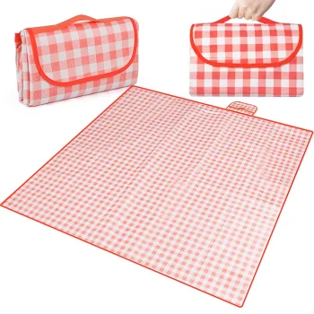 Bakalu Picnic and Beach Blanket 200x200 cm, Red Checkered