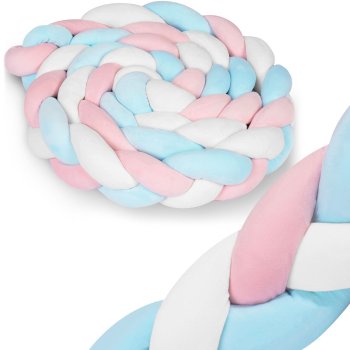 Ricokids Braided Cot Bumper 3m, Blue and Pink