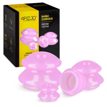 4Fizjo MED+ Silicone Massage Cupping Set, 4 pcs, Pink