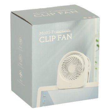 Wireless Clip On Desk Fan USB Rechargeable 3 Speeds 11.5 cm, White