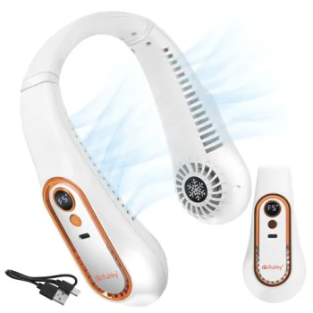 Portable Bladeless Neck Fan Ruhhy USB-C 5 Speeds, White