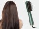 Electric Cordless Hair Dryer Straightening Brush, green