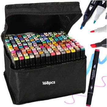 Double-Sided Alcohol Markers in Case 168 pcs + Stand