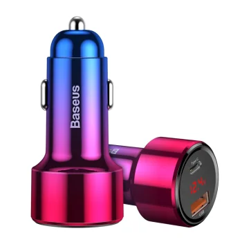 Baseus Magic Series PPS Car Charger with Digital Display USB Quick Charge 3.0 / USB Type C PD QC4+ 45W 6A, Red