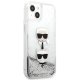 Apple iPhone 13 mini 5.4\" Karl Lagerfeld Liquid Glitter Karl&Choupette Head Case Cover (KLHCP13SKICGLS), Silver