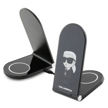Karl Lagerfeld Ikonik MagSafe 15W Foldable 2in1 Wireless Charger, Black