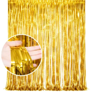 Foil Fringe Party Curtain Photo Backdrop 100x180cm, Gold