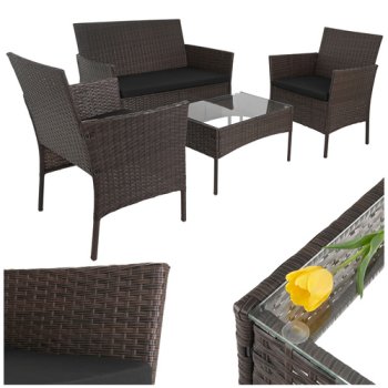 Polyrattan Garden Furniture Set Gardlov 26911, brown