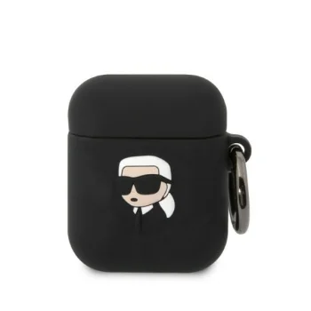 Karl Lagerfeld Silicone Karl Head 3D Case for AirPods 1/2, Black