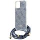 Apple iPhone 15 6.1\'\' Guess Crossbody Cord 4G Print Case Cover, Blue