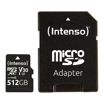 Intenso microSDXC 512GB UHS-I U3 V30 Professional Memory Card + Adapter