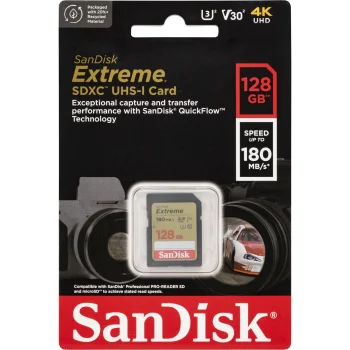 Atminties kortelė SanDisk Extreme SDXC 128GB UHS-I U3 V30 C10