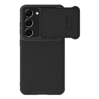 Dėklas Nillkin Synthetic Fiber S Case skirtas Samsung Galaxy S23+ su kameros dangteliu, juodas