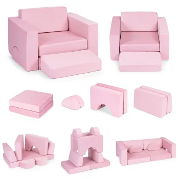 Ecotoys TMSRT-13 Modular Kids Armchair, 8 Pieces, Pink