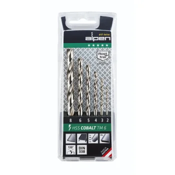 Metal Twist Drill Bit Set Alpen HSS-Eco TM 6, 2–8 mm, 6 Pieces