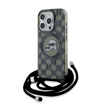 Karl Lagerfeld iPhone 15 Pro Max Case IML Crossbody Monogram, Black
