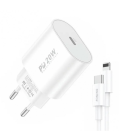 Foneng EU39 Wall Charger 20W USB Type C + Charging Data Cable ( Type C to Apple iPhone Lightning ) 3A, White