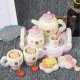 Kids Toy Tea Set Wooden Tableware Kit Pretend Play Accessories, 16 pcs