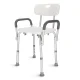 4Fizjo 1517 Adjustable Shower Chair with Backrest and Armrests, White/Grey