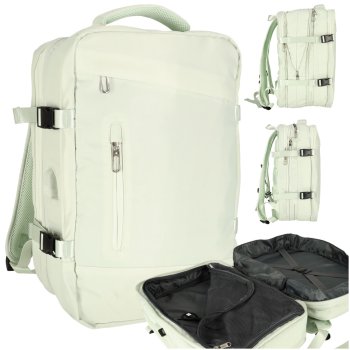 Anti-Theft Waterproof Backpack Bag Rucksack with USB Charging Port 26-36L, White