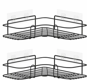 Corner Shower Caddy 2 Pack No Drill Adhesive Bathroom Shower Organizer Shelf Rustproof