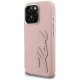 Karl Lagerfeld FW Grained Signature Logo vāciņš iPhone 16 Pro Max, Rozā