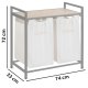 Massido Dual Compartment Laundry Basket with Shelf, 80 L