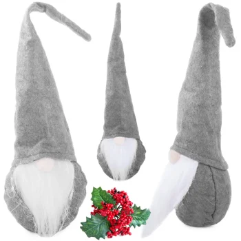 Christmas Gnome with Bendable Hat, 30 cm, Grey