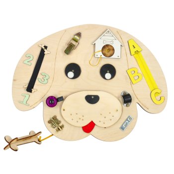 Wooden Dog Busy Board for Toddlers 49 x 37 cm