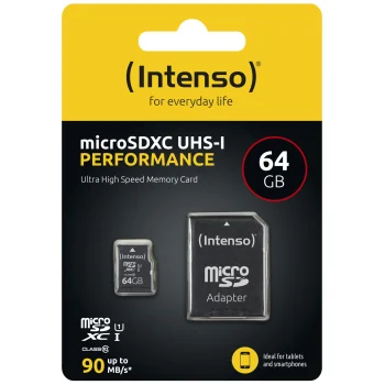 Atminties kortelė Intenso microSDXC 64GB UHS-I U1 Performance su SD adapteriu