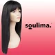 Soulima Long Synthetic Wig with Bangs, Black