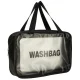 Set of 3 Clear Waterproof Travel Toiletry Bags, Makeup Organizer Pouches, Black