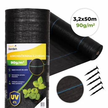 Multigarden Black Weed Control Fabric, UV Resistant, 90g/m², 3.2x50m with Pegs