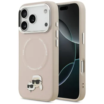 Karl Lagerfeld iPhone 17 Pro Max Case MagSafe Karl & Choupette Pins, Beige
