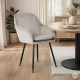 ModernHome Upholstered Velour Dining Chairs Set of 2, Light Grey
