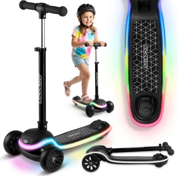 Kids 3-Wheel Balance Scooter with LED Wheels Ricokids Leddi, Black