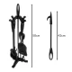 Kaminer 25969 Fireplace Tool Set with Stand, 5 pcs, Black