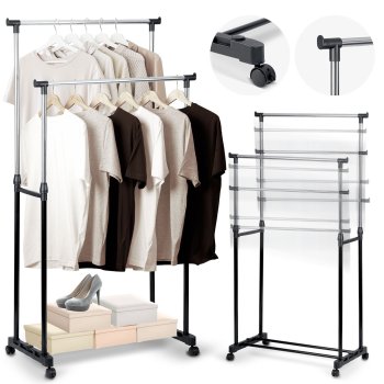Massido 686100 standing clothes rack, adjustable, black-silver
